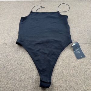 NWT NA-KD Scoop Neck Spaghetti Strap Body Suit  Sz S Black Backless